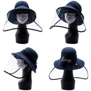 Sun Hats Packable Womens Straw Cloche Derby Fedora Summer Wide Brim Sun Hat Floppy Beach 55-60cm - 00052navy - C3199ICE5EY $4...