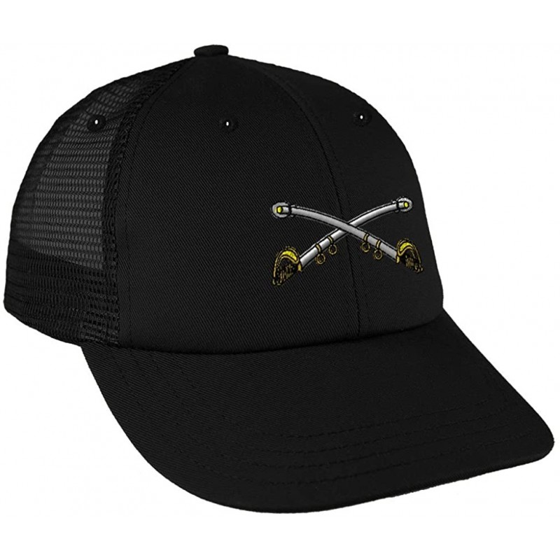 Baseball Caps Cavalry Crossed Sabers - Cav Brass Sewed Low Crown Mesh Golf Snapback Hat Black - C9185DTS7TI $29.51