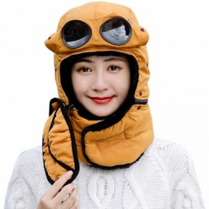 Balaclavas Unisex Warm Waterproof Trapper Hat Ear Flap Thermal Neck Warmer Winter Hat with Goggles - Yellow - C518ARO74G6 $38.66