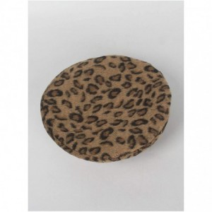 Berets Fashion Lady Leopard Print Beret Hat Wool Warm Plain Beanie Hat Cap - Brown Leopard - C718L42Q7QA $20.73