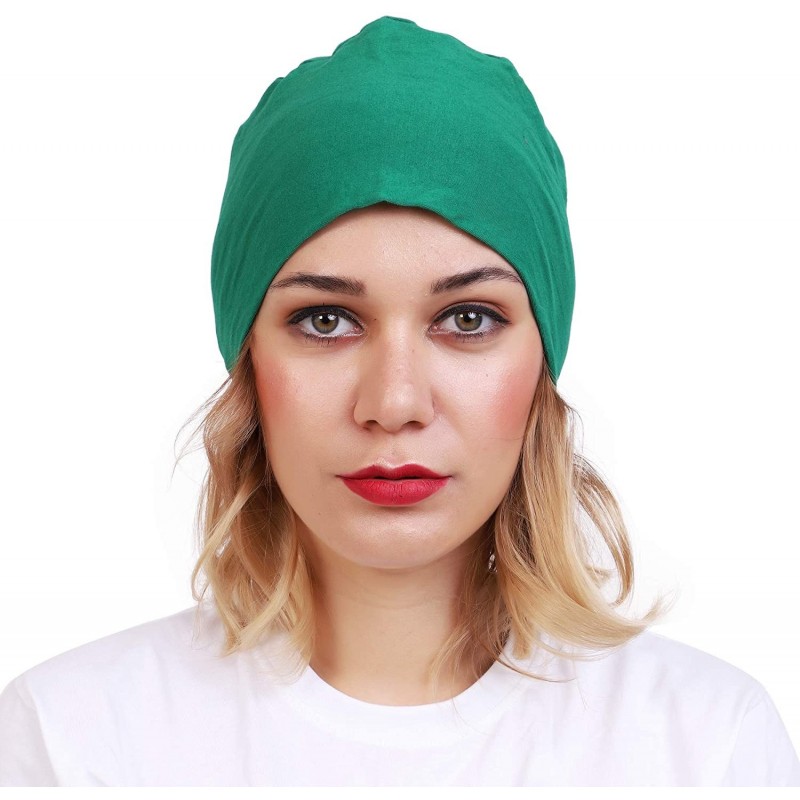 Skullies & Beanies Women's Cotton Under Hijab Caps (Multicolours- Free Size) - Green - CJ18DWY22A5 $19.52