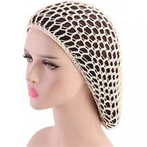 Skullies & Beanies Women Soft Rayon Snood Hat Hair Net Crocheted Hair Net Cap Mix Colors Dropshipping - Fw-12-beige - CJ18S4S...