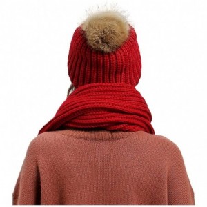 Skullies & Beanies Women's Knitted Scarf Winter Hat Crochet Hat Warm Scarf and Hat Set - Red - CM186RHAS4T $33.69