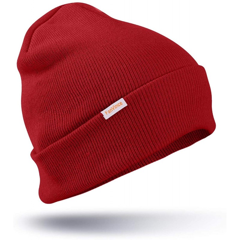 Skullies & Beanies Beanie for Men and Women Thermal Acrylic Knit Winter Hats Warm Mens Gifts - Red - CI18ANI6HM3 $18.99