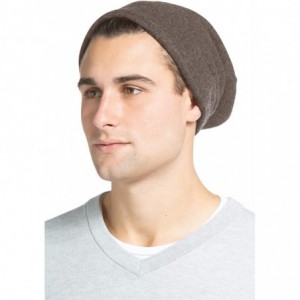 Skullies & Beanies Men's 100% Pure Cashmere Slouchy Beanie - Cappuccino - C718WW82HRY $65.65