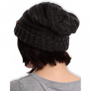 Skullies & Beanies Slouchy Cable Knit Beanie for Women - Warm & Cute Winter Hats for Cold Weather - Black Gray - CH184AKWK0D ...