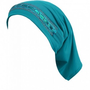 Skullies & Beanies Tube Hijab Under Scarf Fashion Chemo Caps - Turquoise - CG18QKUHD5C $10.13