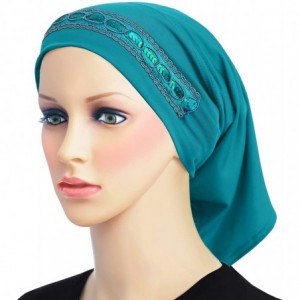 Skullies & Beanies Tube Hijab Under Scarf Fashion Chemo Caps - Turquoise - CG18QKUHD5C $21.12