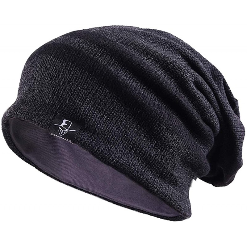 Skullies & Beanies Slouchy Beanie for Men Winter Summer Skull Cap Oversize Knit Hat - Charcoal - CL12MZ18NL8 $27.57