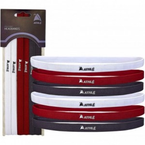 Headbands Athl Skinny Sports Headbands Pack - Dark Grey- Red & White - CC1880KZSO5 $19.70