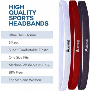 Headbands Athl Skinny Sports Headbands Pack - Dark Grey- Red & White - CC1880KZSO5 $20.46