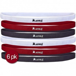 Headbands Athl Skinny Sports Headbands Pack - Dark Grey- Red & White - CC1880KZSO5 $20.46