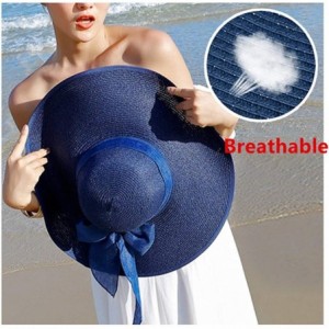 Sun Hats Beach Sun Hat for Women Bow-knot UV UPF 50+Travel Foldable Wide Brim Straw Hat - Beige02 - CU18QEXL3X0 $31.14