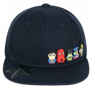 Baseball Caps Cute Superheroes Rubber Charms Flat Bill Snapback Hat Baseball Cap - Navy - CD12NRUDLB0 $56.49