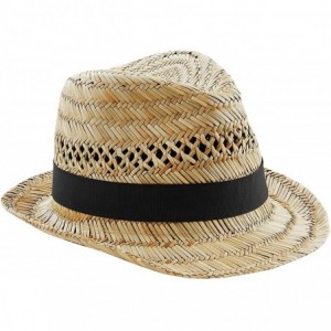 Sun Hats Unisex Straw Summer Trilby Hat - Natural - CZ11YROVJF7 $27.72