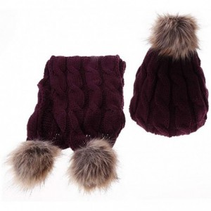 Skullies & Beanies Fashion Women's Warm Crochet Knitted Beanie Hat and Scarf Set with Fur Poms - 2 Gray - CK18M3GY8W9 $33.99