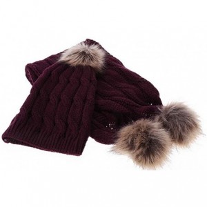 Skullies & Beanies Fashion Women's Warm Crochet Knitted Beanie Hat and Scarf Set with Fur Poms - 2 Gray - CK18M3GY8W9 $33.99