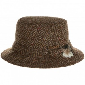 Fedoras Men's Donegal Tweed Original Irish Walking Hat - Brown Herringbone - CP18C5EHQY0 $103.28
