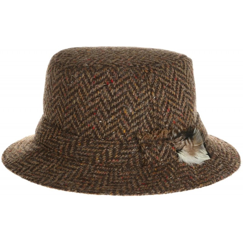 Fedoras Men's Donegal Tweed Original Irish Walking Hat - Brown Herringbone - CP18C5EHQY0 $88.70