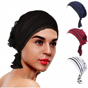 Skullies & Beanies Women Turban Ruffle Chemo Slip-on Cancer Scarf Stretch Cap Headwear for Hair Loss - C918UO2D909 $25.32