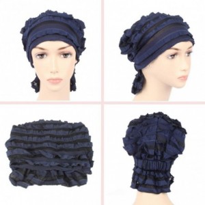 Skullies & Beanies Women Turban Ruffle Chemo Slip-on Cancer Scarf Stretch Cap Headwear for Hair Loss - C918UO2D909 $23.49