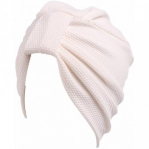 Baseball Caps Women Solid Pre Tied Yoga Cancer Chemo Hat Beanie Turban Stretch Head Wrap Cap - White - CK185A3TT0E $18.98