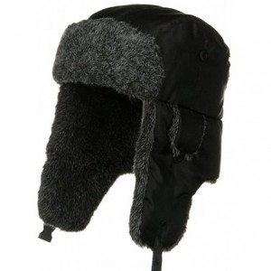 Bomber Hats Nylon Oxford Trooper Hat - Black - Black - C91156XEUBX $54.89