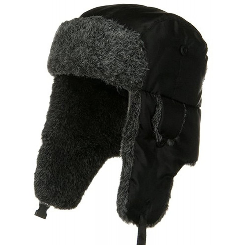 Bomber Hats Nylon Oxford Trooper Hat - Black - Black - C91156XEUBX $45.53