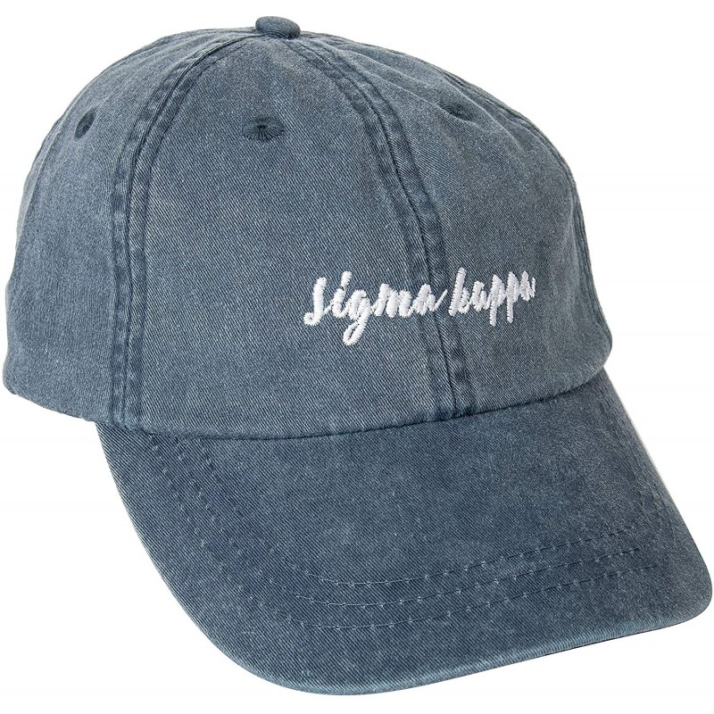 Baseball Caps Sigma (N) Sorority Baseball Hat Cap Cursive Name Font Adjustable Leather Strap Sig Kap - Midnight Blue - CQ18S9...