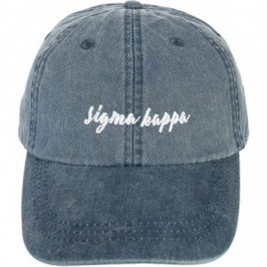 Baseball Caps Sigma (N) Sorority Baseball Hat Cap Cursive Name Font Adjustable Leather Strap Sig Kap - Midnight Blue - CQ18S9...