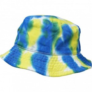 Bucket Hats Bucket Hat Vintage Outdoor Festival Safari Boonie Packable Sun Cap - Tie Dye Blue/Lime - C2195I4EW5Y $18.59