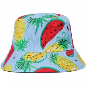 Bucket Hats Unisex Cute Print Bucket Hat Summer Fisherman Cap - Blue Watermelon - C918ZH8AK65 $25.79