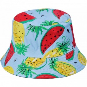 Bucket Hats Unisex Cute Print Bucket Hat Summer Fisherman Cap - Blue Watermelon - C918ZH8AK65 $24.49