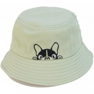 Bucket Hats Bulldog Embroidery Hat Bucket Hat Fisherman Hat Summer Cap Beach Hat Summer Hat - Light Green - C318WH34CL0 $44.44