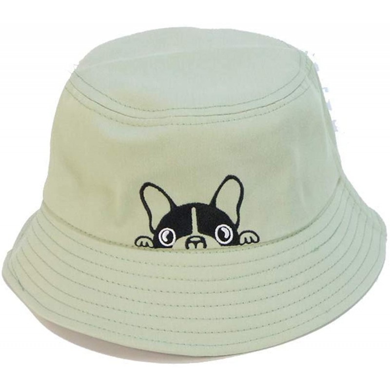 Bucket Hats Bulldog Embroidery Hat Bucket Hat Fisherman Hat Summer Cap Beach Hat Summer Hat - Light Green - C318WH34CL0 $36.95