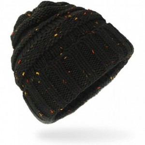 Skullies & Beanies Women's Warm Chunky Thick Stretchy Knit Beanie Skull Cap Winter Knitting Warm Hat - Black - CV1864D02SO $7.43