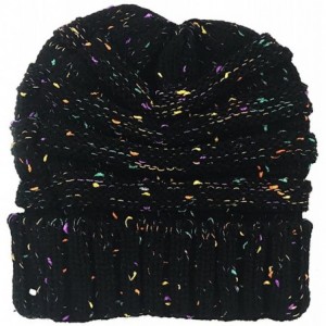 Skullies & Beanies Women's Warm Chunky Thick Stretchy Knit Beanie Skull Cap Winter Knitting Warm Hat - Black - CV1864D02SO $1...