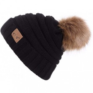Skullies & Beanies Women Ladies Winter Knitting Hat Warm Artificial Wool Snow Ski Caps With Visor - S1100-black - C318KAL8524...