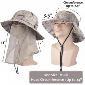 Sun Hats Outdoor Fishing Hat with Neck Flap Wide Brim Adjustable Safari Cap - 2 Digital Gray Mesh - CY18QEHQ5DO $24.78