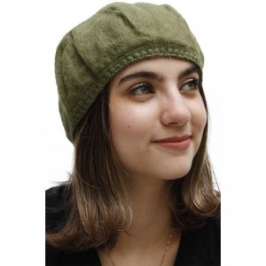 Berets Womens Soft Alpaca Wool Woven French Beret Cap Hat - Leaf Green - CD11ZDXCTVT $37.90