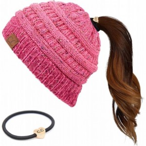 Skullies & Beanies Ribbed Confetti Knit Beanie Tail Hat for Adult Bundle Hair Tie (MB-33) - CY18WDN4AG5 $33.27
