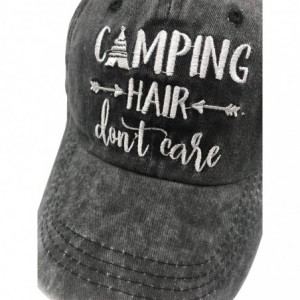 Baseball Caps Camping Hair Don't Care Ponytail Hat Vintage Washed Distressed Baseball Dad Cap for Women - Black - CR18X03H94K...