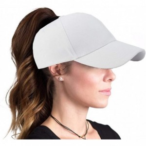 Baseball Caps Plain Baseball Cap for Women High Ponytail Hat - White - CQ18R3SM5UM $13.57