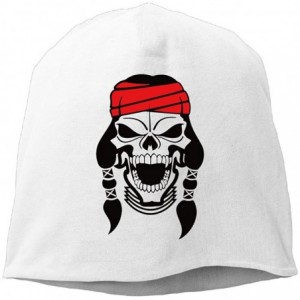 Skullies & Beanies Cool American Indian Chief Skull Unisex Beanie Knit Winter Skull Cap Hats - White - CN12LU0OFQ5 $9.41