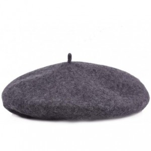 Berets Women Wool Beret Hat French Artist Solid Color Beanie Cap - Grey - CY18IGGIZKH $8.05