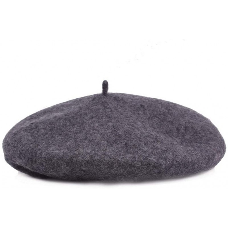 Berets Women Wool Beret Hat French Artist Solid Color Beanie Cap - Grey - CY18IGGIZKH $19.23
