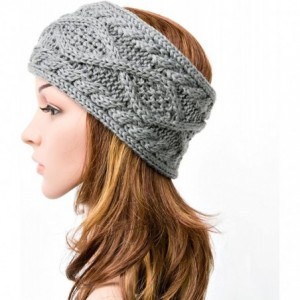 Cold Weather Headbands Women's Chunky Cable Knitted Turban Headband Ear Warmer Head Wrap - 6 Grey - C0186W47WCE $22.37