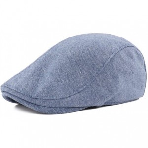 Newsboy Caps Men's Cotton Newsboy Hat Gatsby Ivy Flat Cap - Pure - Blue - CQ18YA8R6I2 $23.92
