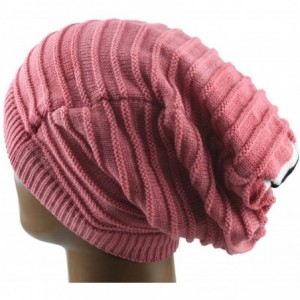 Skullies & Beanies SUNYIK Unisex Slouchy Beanie Hat-Winter Scarf ChunkyKnit Baggy Cap - Pink - CA129TD2HKB $19.00