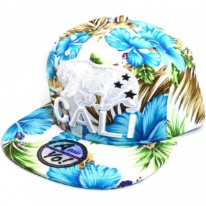 Baseball Caps Premium Cotton Flower Printed Cali Bear Embroidered Snapback Cap AYO1212 - Teal W/ White Bear - CQ18ECO7GDD $31.29